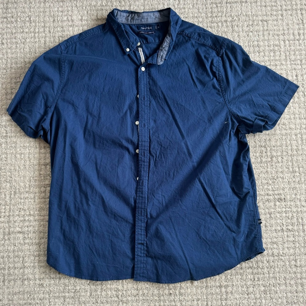 Navy Blue Nautica Short Sleeve Button Up